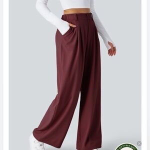 Halara Women's maroon wide leg knit pull on Pants comfort size small petite